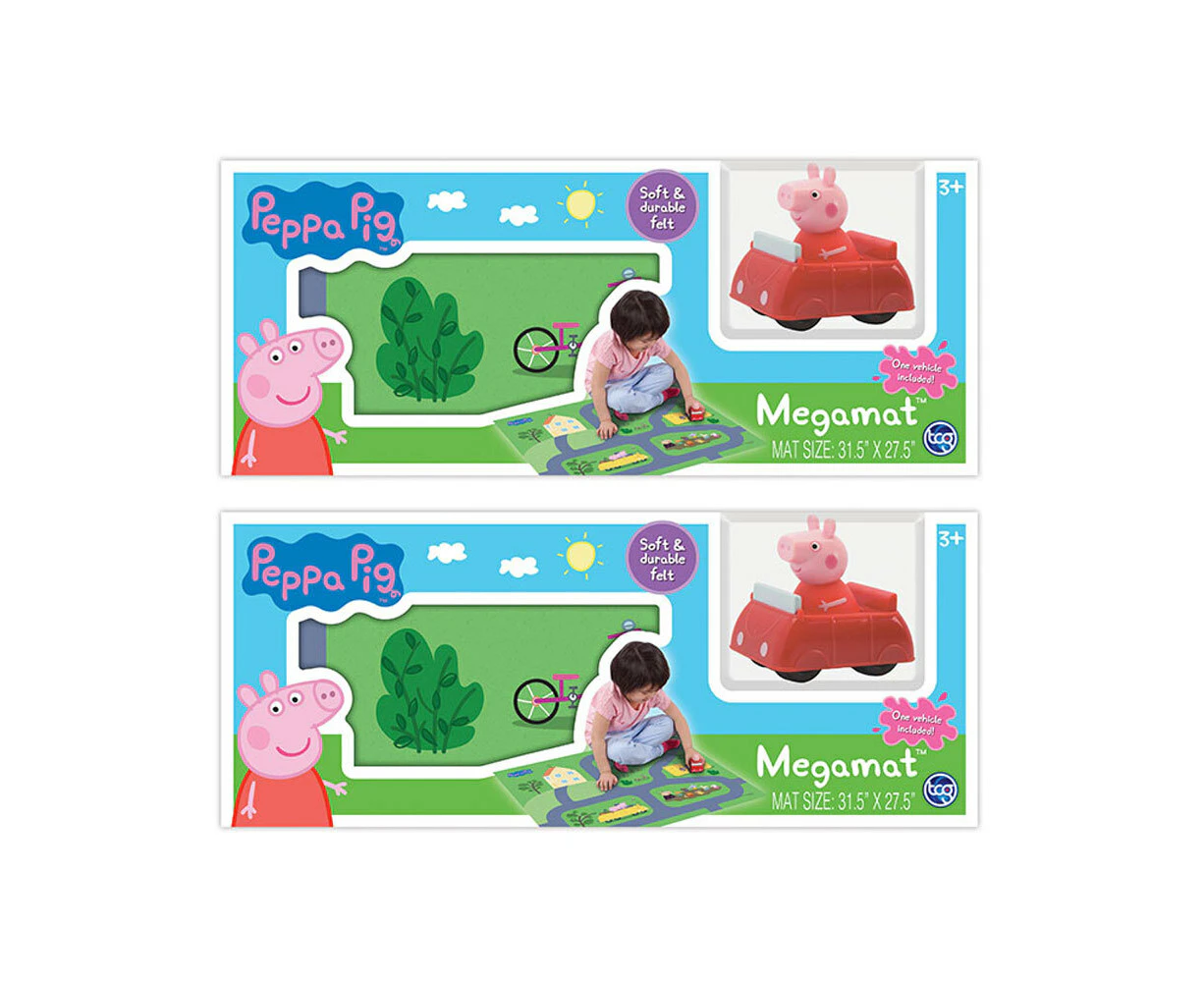 2x Peppa Pig 31.5" x 27.5" Megamat Playmat Kids Toys 3y+ w/ Assorted Vehicle Car