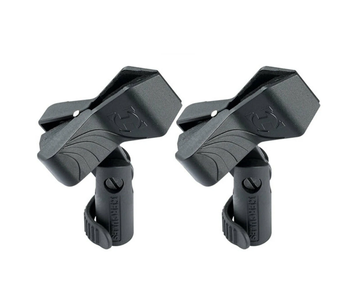 2x Hercules Mic Holder Clip Adaptor Mount for 20mm-35mm Microphone Stand Black