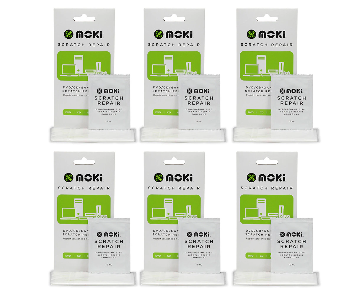 6x Moki DVD/CD Game Disc Scratch Repair Kit with 10ml Compound Polish