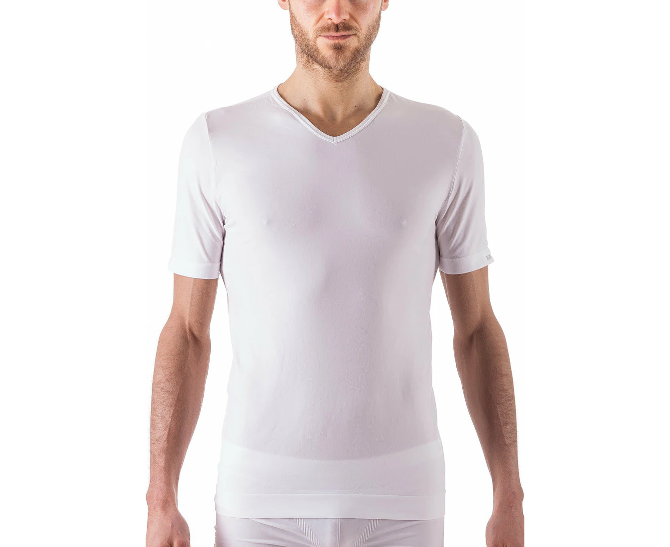 ISSIMO Seamless Mens V-Neck T-Shirt - White