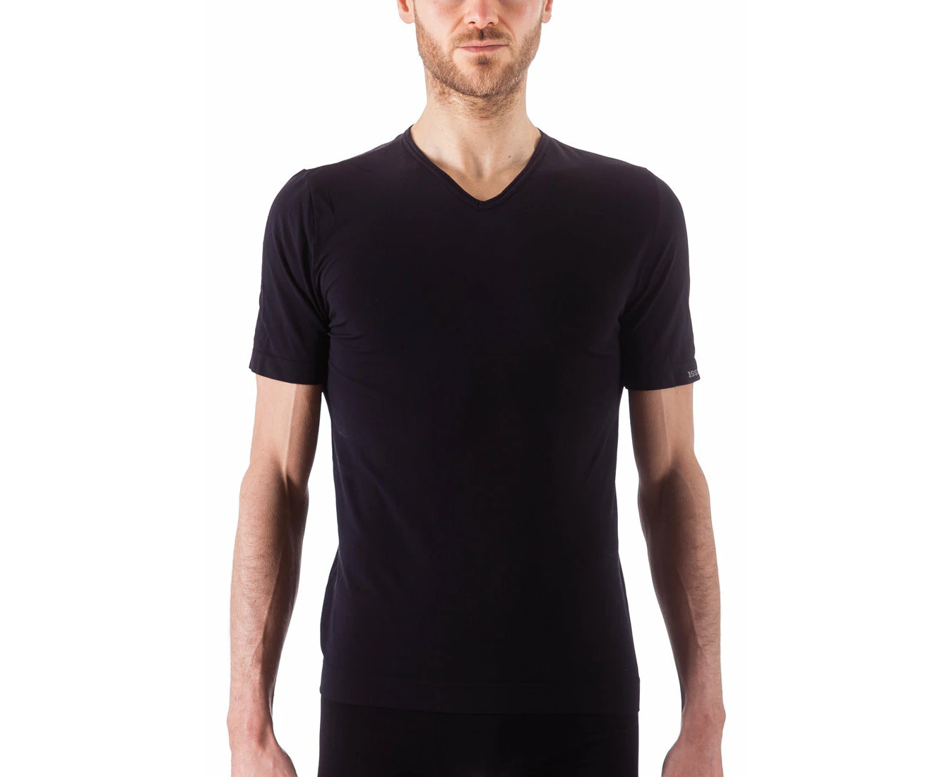 ISSIMO Seamless Mens V-Neck T-Shirt - Black