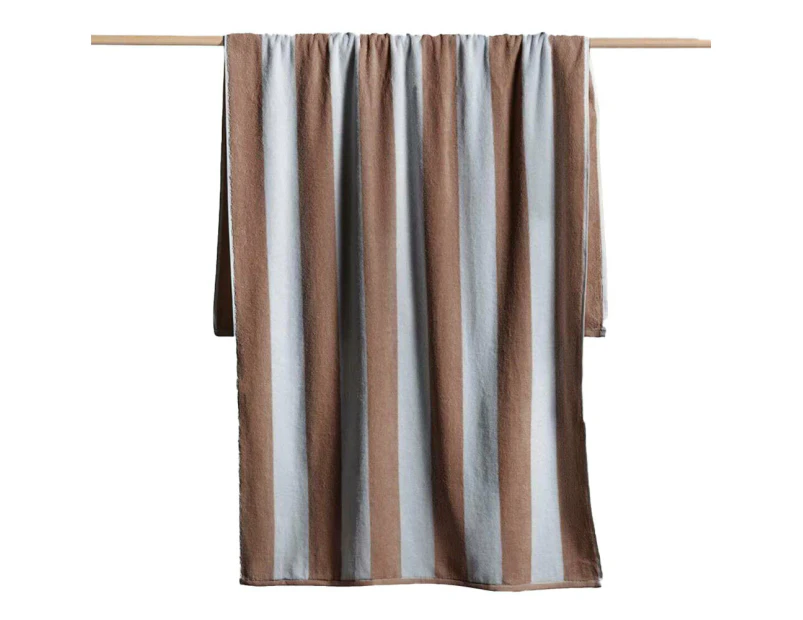 Canningvale Striped Cabana Cotton Terry Beach Quick-Drying Soft Towel Nutmeg