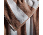 Canningvale Striped Cabana Cotton Terry Beach Quick-Drying Soft Towel Nutmeg