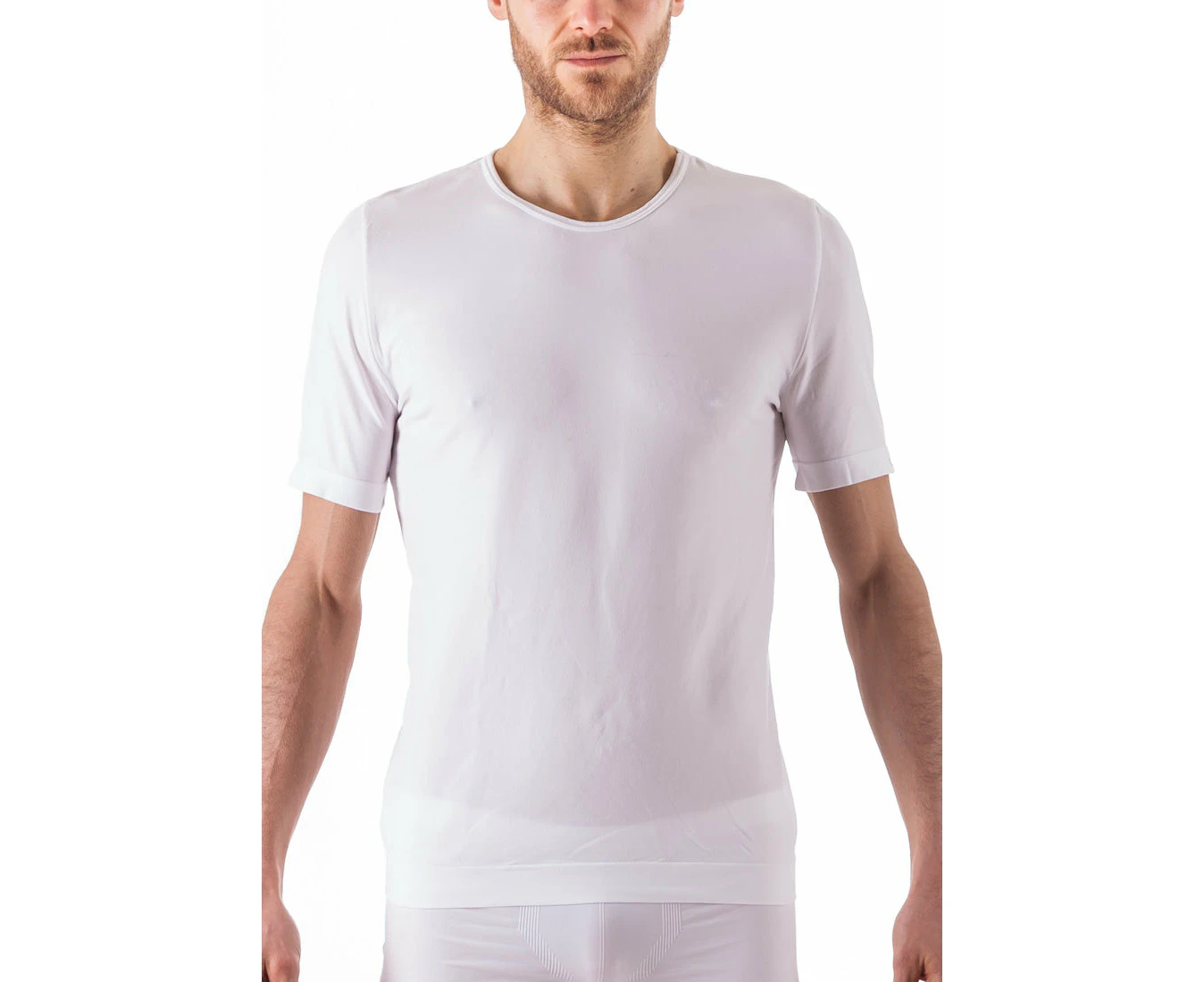 ISSIMO Seamless Mens Round Neck T-Shirt - White