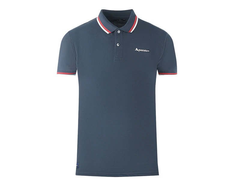 Aquascutum Mens PO002 11 Polo Shirt Navy Blue