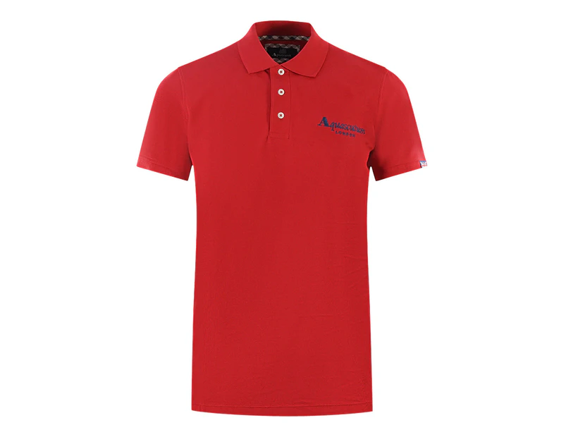 Aquascutum Mens P01523 52 Polo Shirt Red