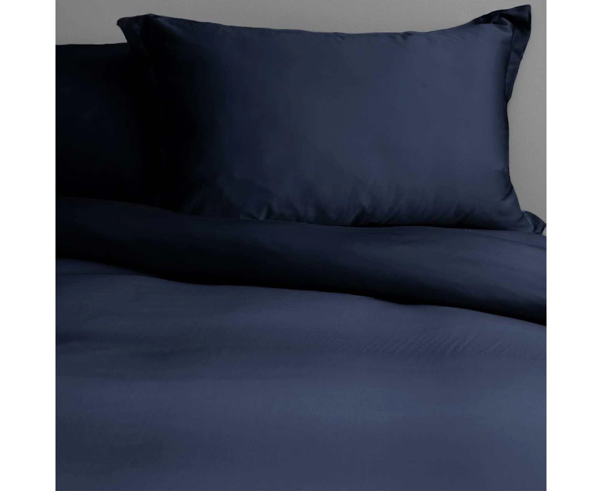 Canningvale King Size Lustro Bamboo Breathable Silky Soft Quilt Cover Set Navy