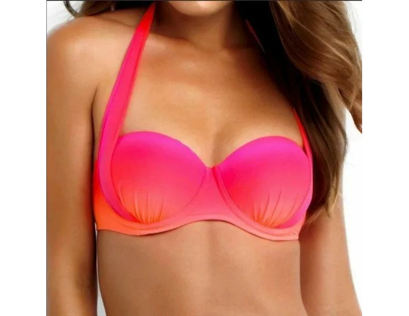 Seafolly Miami Halter Bustier Bikini Top - Neon Melon