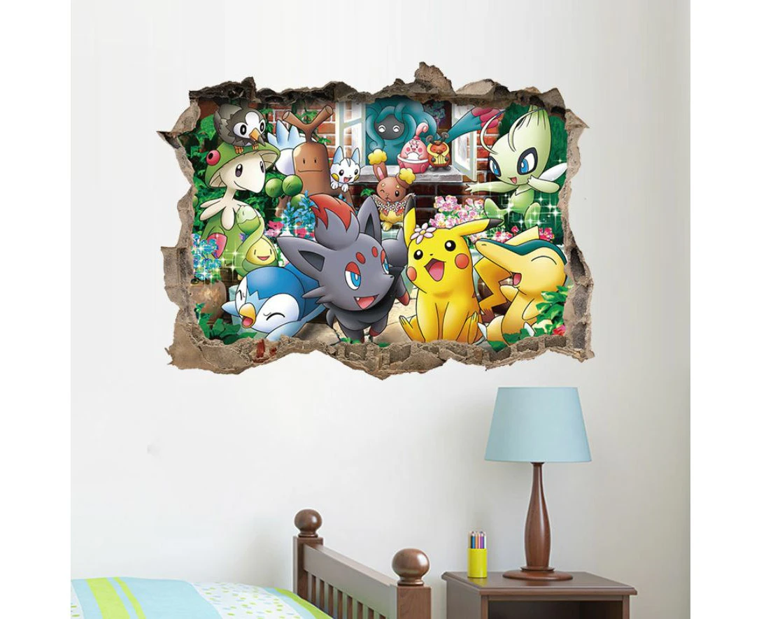 3D Pokemon Pikachu Wall Art Sticker Removable Kids Nursery Boy Vinyl Decal Decor