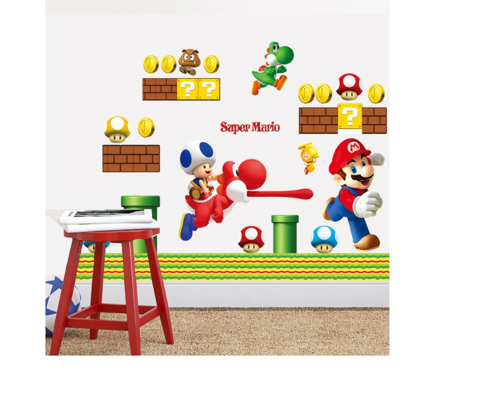 DIY Wall Stickers Removable Super Mario Game Kids Mural Room Decal Gift Vinyl