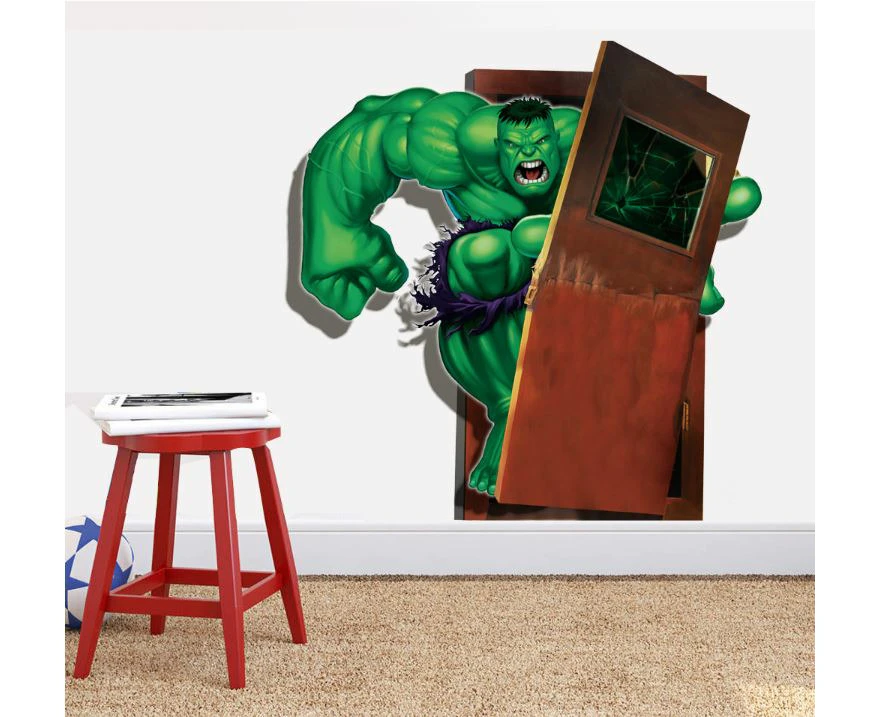 3D Wall Stickers Removable The Avengers Hulk Broken Wall Kid Boy Room