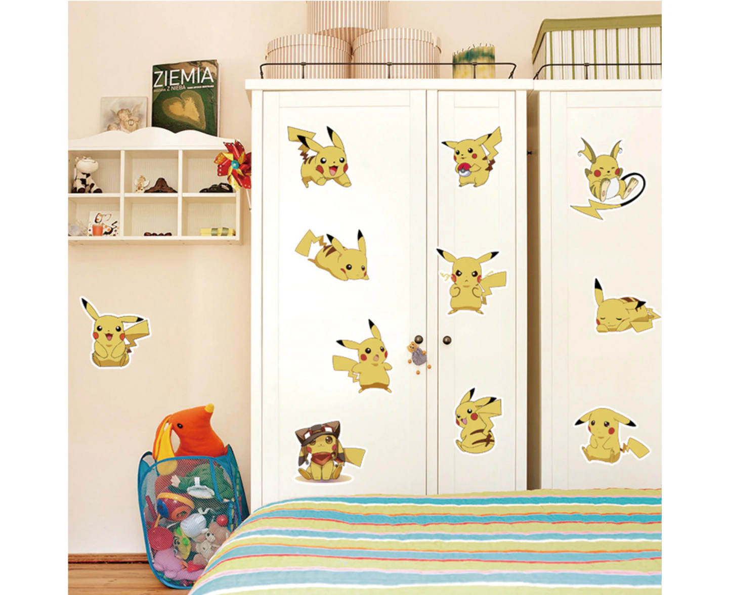 Pokemon Pikachu Wall Art Sticker Removable Kids Nursery Boy Vinyl Decal Decor