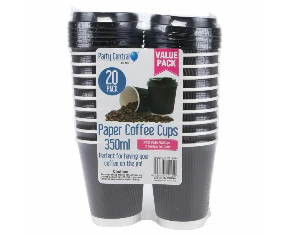 40pcs Drinkware Paper Cup Coffee Rippled With Lid Takeaway - 350ml