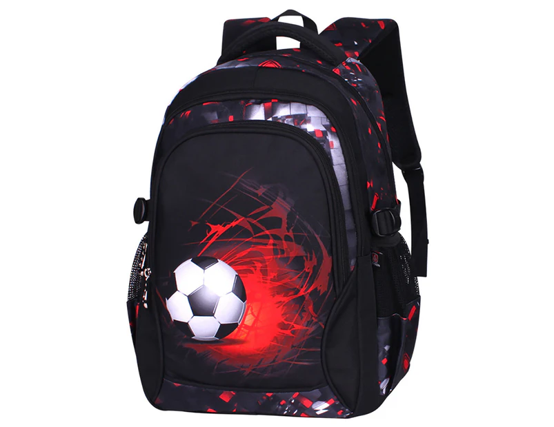 Football Print Boys' School Backpack, Waterproof Nylon with Pencil Case