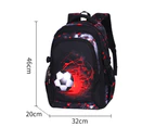 Football Print Boys' School Backpack, Waterproof Nylon with Pencil Case