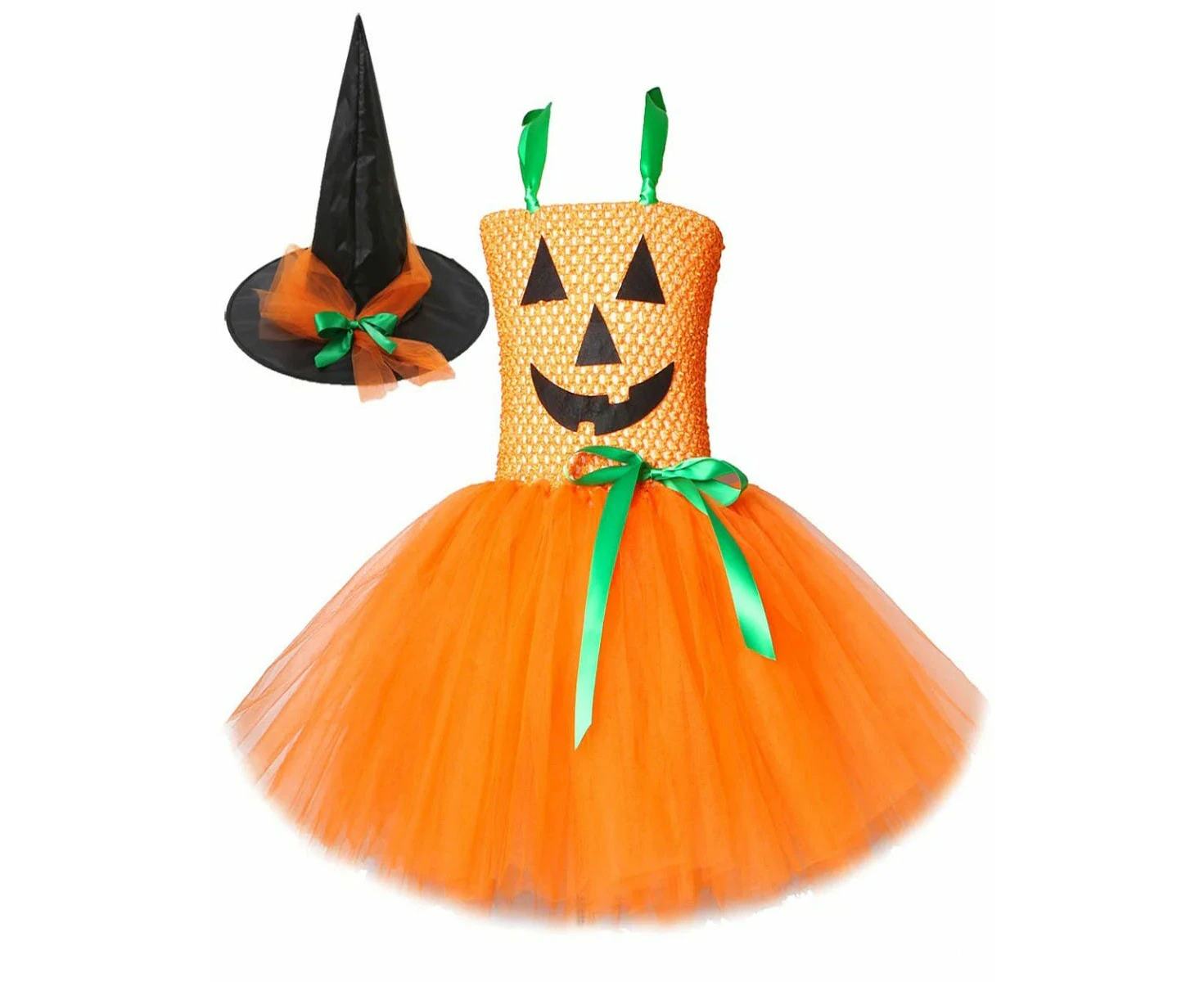 Deluxe Pumpkin Tutu Dress Girls Costume