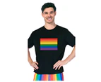 Adult Rainbow Flag T Shirt Top Tee Gay Pride LGBTQ - Black - One Size