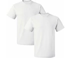 2 Pack Mens Cotton Blank Plain Basic Crew Neck Short Sleeve T-Shirt Tee Top Bulk Classic Regular Fit - White