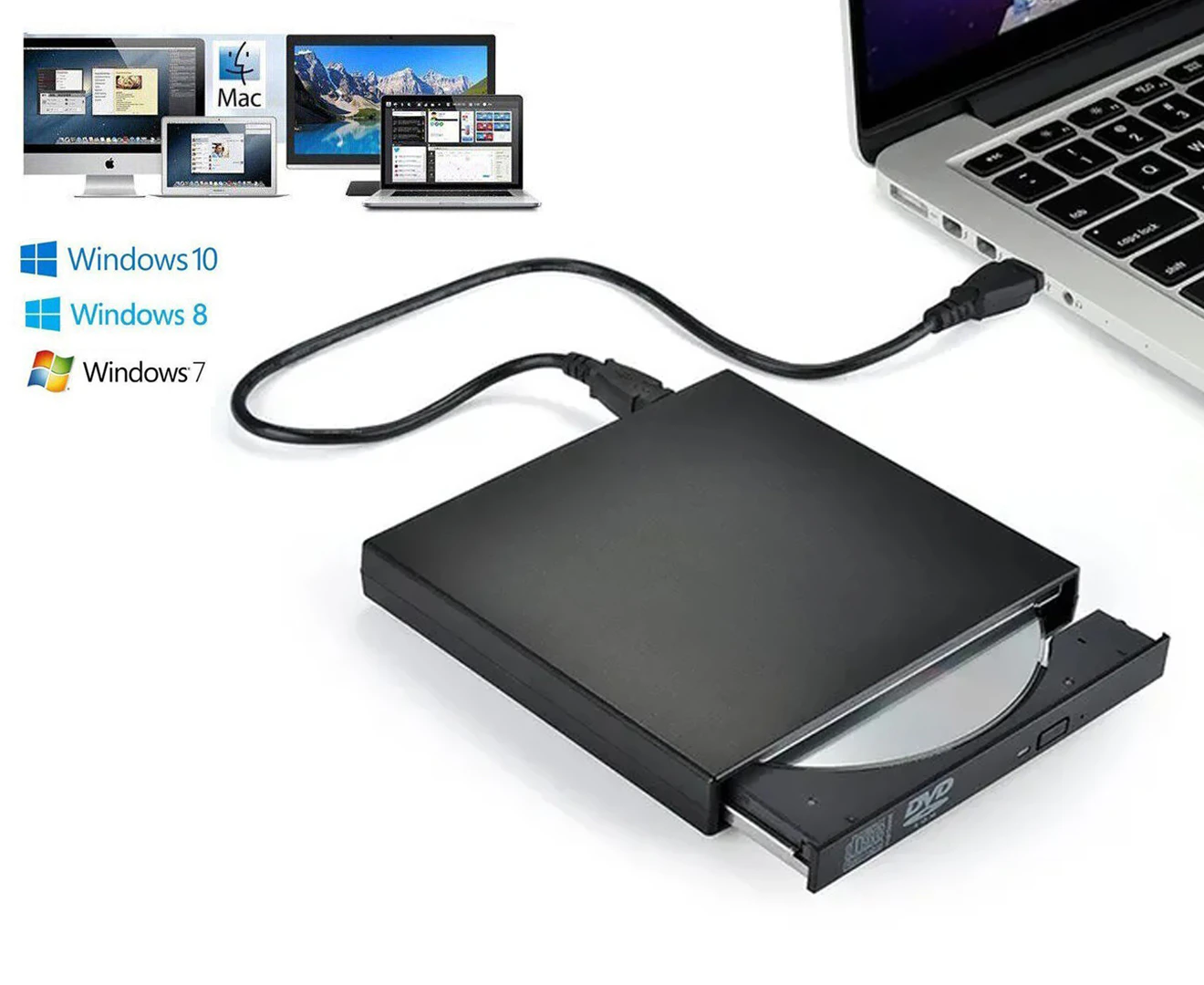 USB 2.0 Slim Portable External DVD-RW CD-RW Combo Drive Burner Reader Player AU