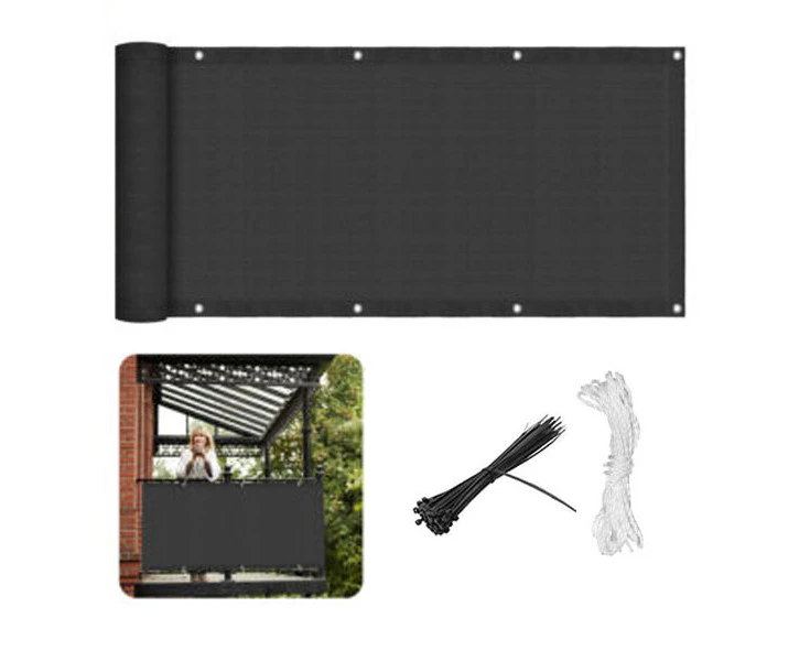 0.9x5 meters, balcony privacy screen, outdoor shade cloth, black