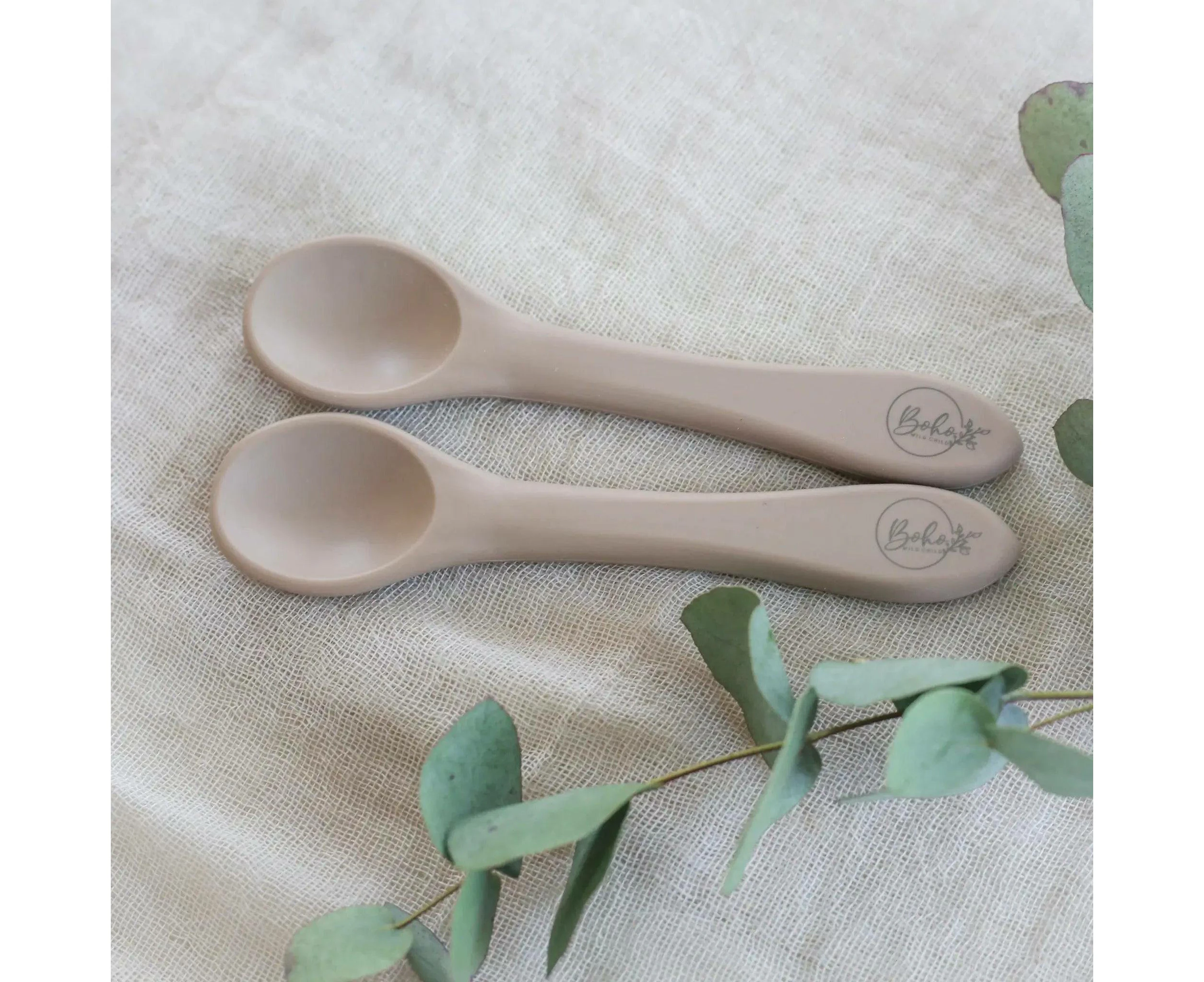 Soft Silicone Baby & Toddler Spoon - Taupe