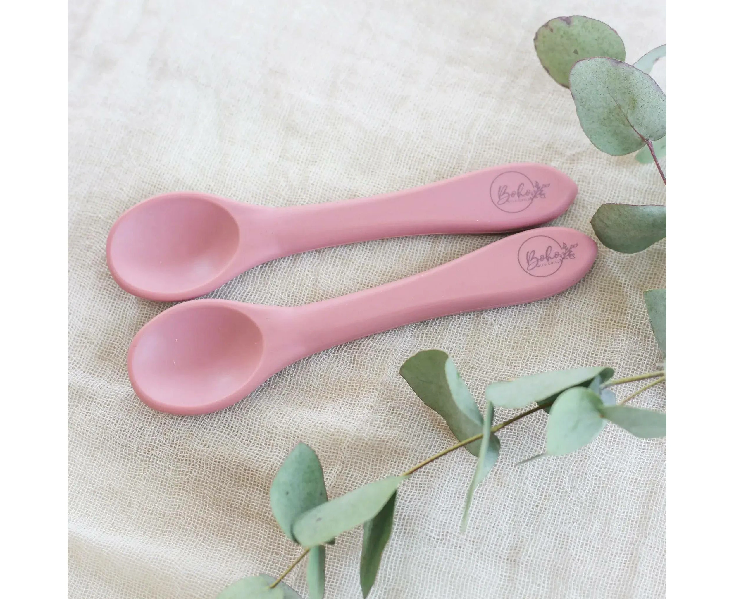 Soft Silicone Baby & Toddler Spoon - Powder Rose