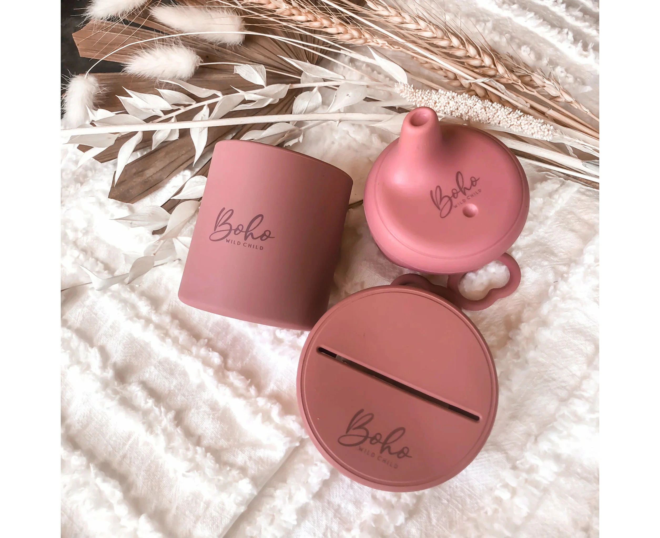 Silicone Sip & Snack Set - Powder Rose