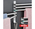 Swivel Out Towel Racks with Hooks 4-Bars Foldable Arms Bath Towel Hanger Wall Mount Towel Bar Stainless Steel Towel Holder Organizer for Bathroom Kitchen