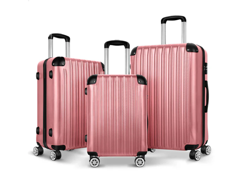 ALFORDSON Luggage 3PCS Set Suitcase Trolley TSA Carry on Hard Case Pink