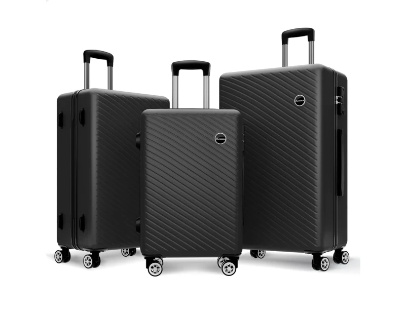 ALFORDSON Luggage 3PCS Set Suitcase Trolley TSA Carry on Hard Case Black