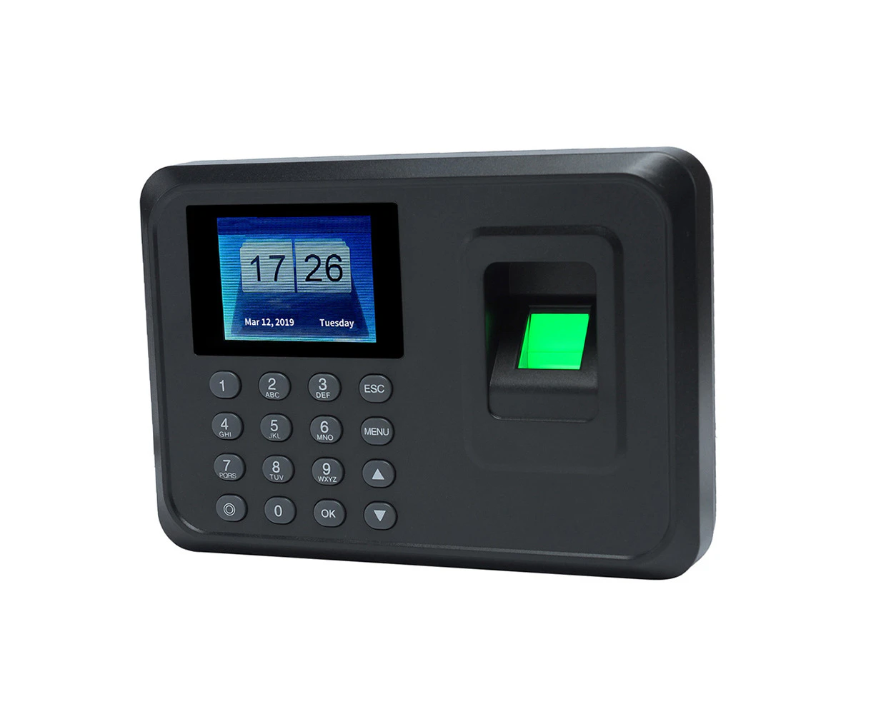 Intelligent Biometric Fingerprint Password Attendance Machine Employee Checking-in Recorder 2.4 inch TFT LCD Screen DC 5V Time Attendance Clock