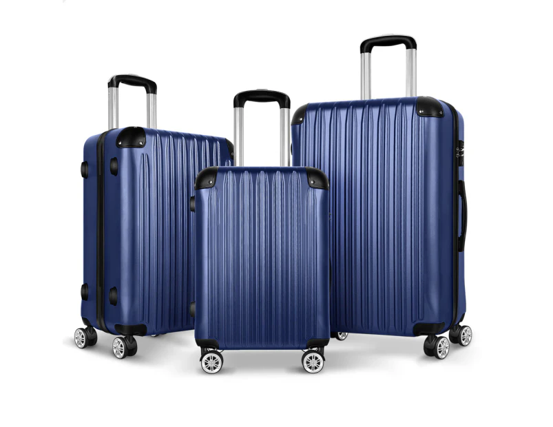 ALFORDSON Luggage 3PCS Set Suitcase Trolley TSA Carry on Hard Case Navy