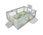 Costway Portable Baby Playpen  security Gate Toddler Play Fence w/Mat & Carry Bag, Light Grey 207x145x68 cm