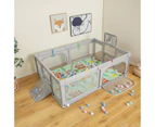 Costway Portable Baby Playpen  security Gate Toddler Play Fence w/Mat & Carry Bag, Light Grey 207x145x68 cm