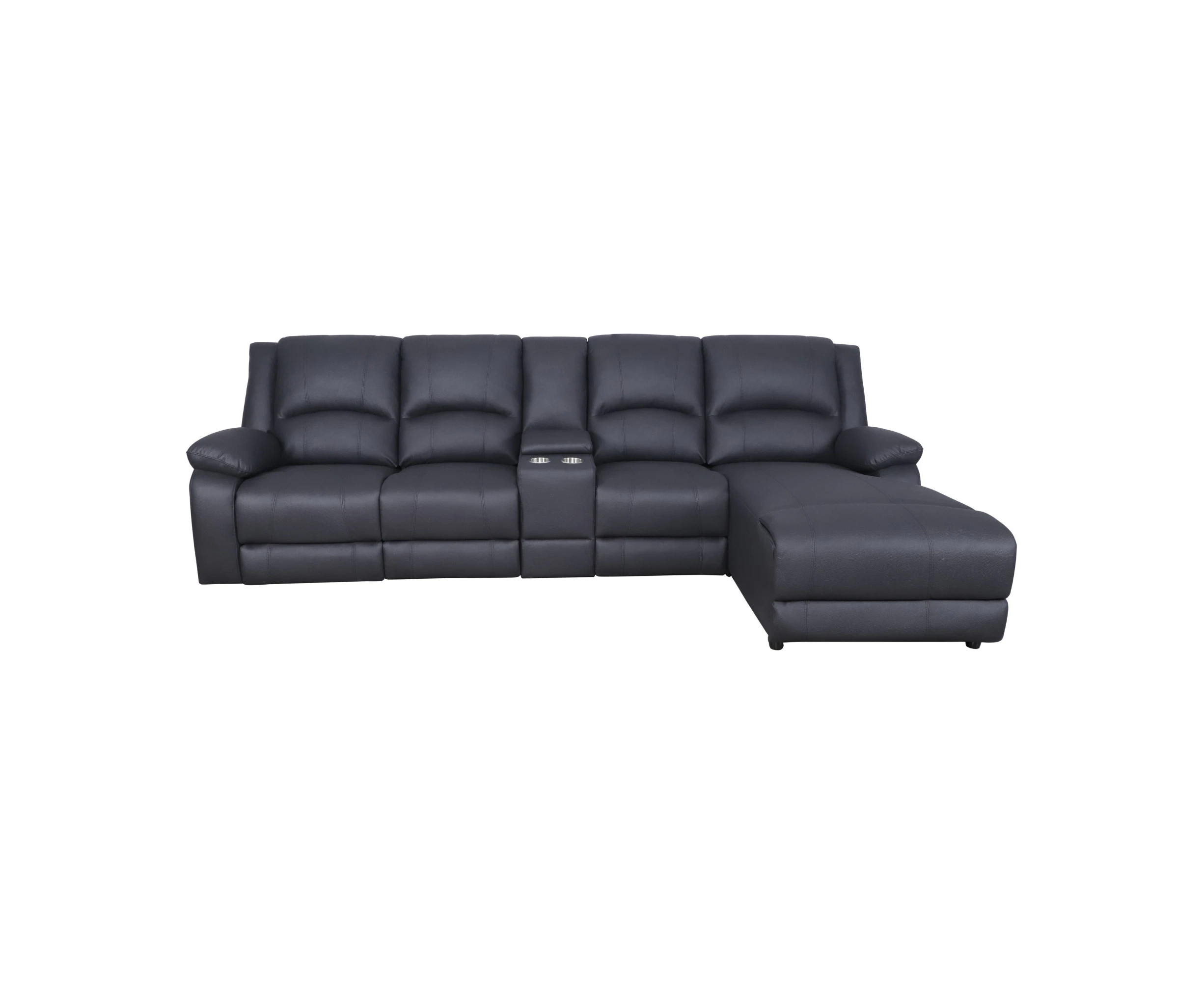 Anderson 3 Seater Fabric Manual Recliner Sofa Lounge RHF Chaise Set Onyx