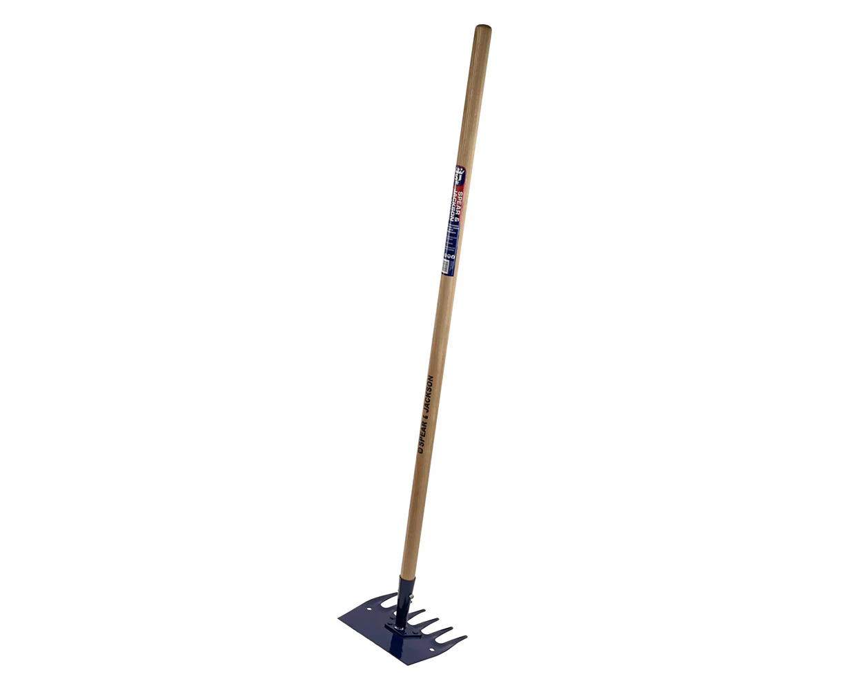 Spear & Jackson Fire Rake Hoe Lawn Garden Tool Digger w/ Long Handle 130cm Blue