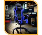 Furb Gaming Chair with Footrest and Massage, PU Leather 1350 Recline Ergonomic Office Chair Blue