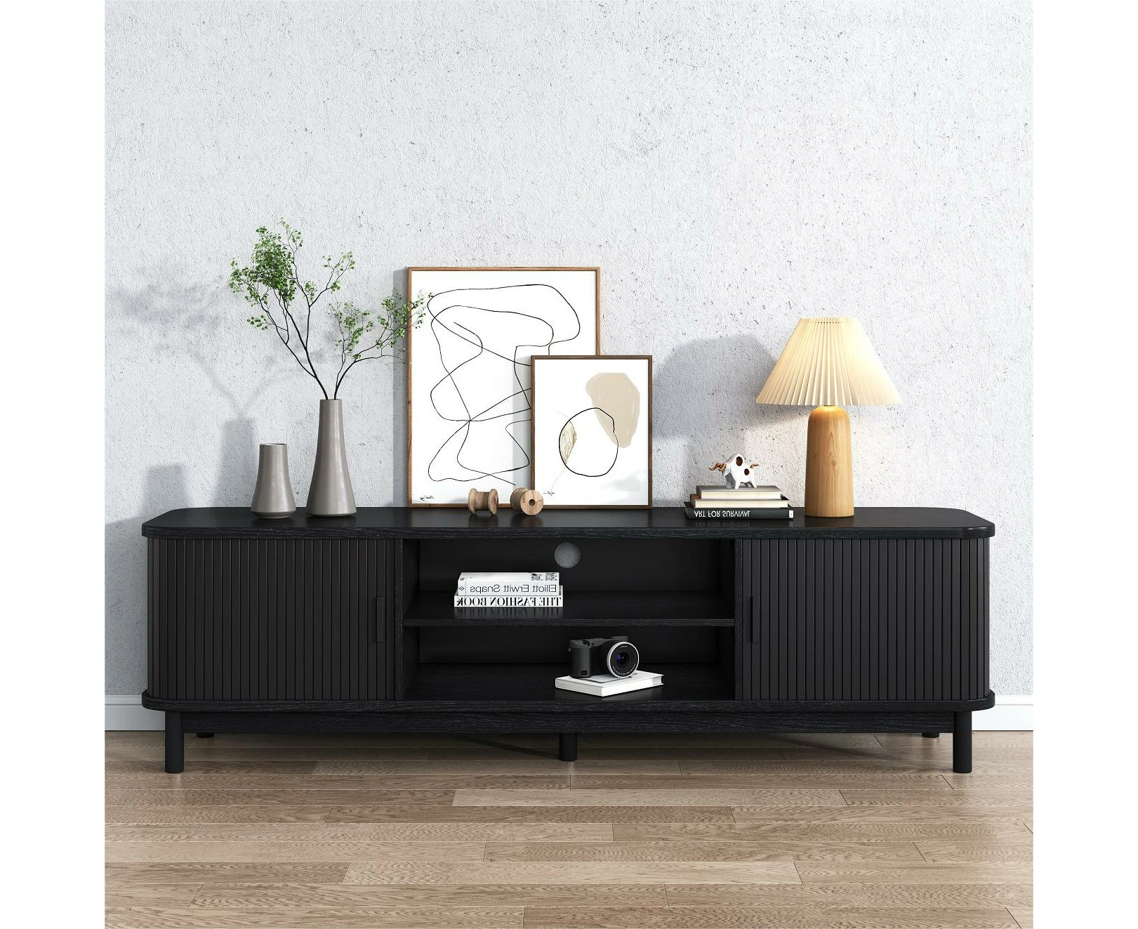 Dreamo 160cm Entertainment Unit Ribbed Black