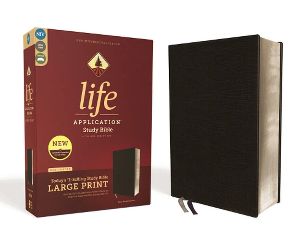 NIV, Life Application Study Bible, Third Edition, Large Print, Bonded Leather, Black, Red Letter