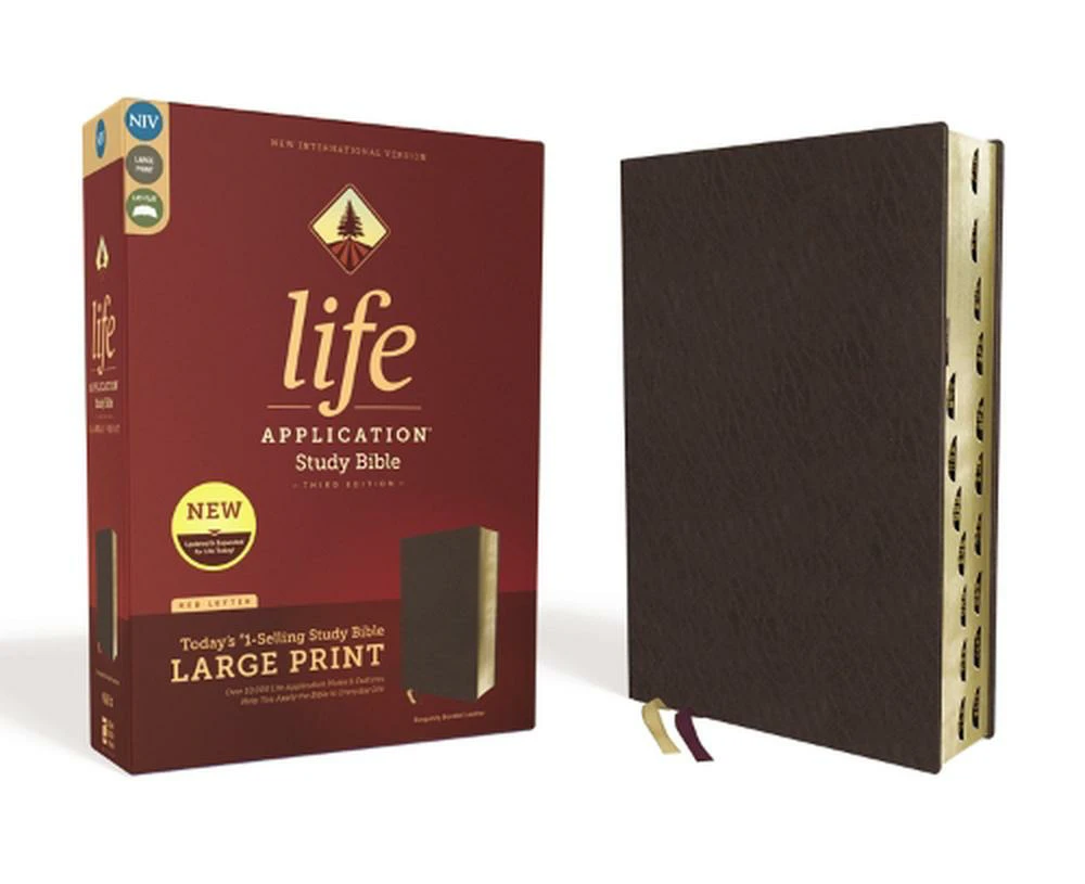 NIV, Life Application Study Bible, Third Edition, Large Print, Bonded Leather, Burgundy, Red Letter, Thumb Indexed