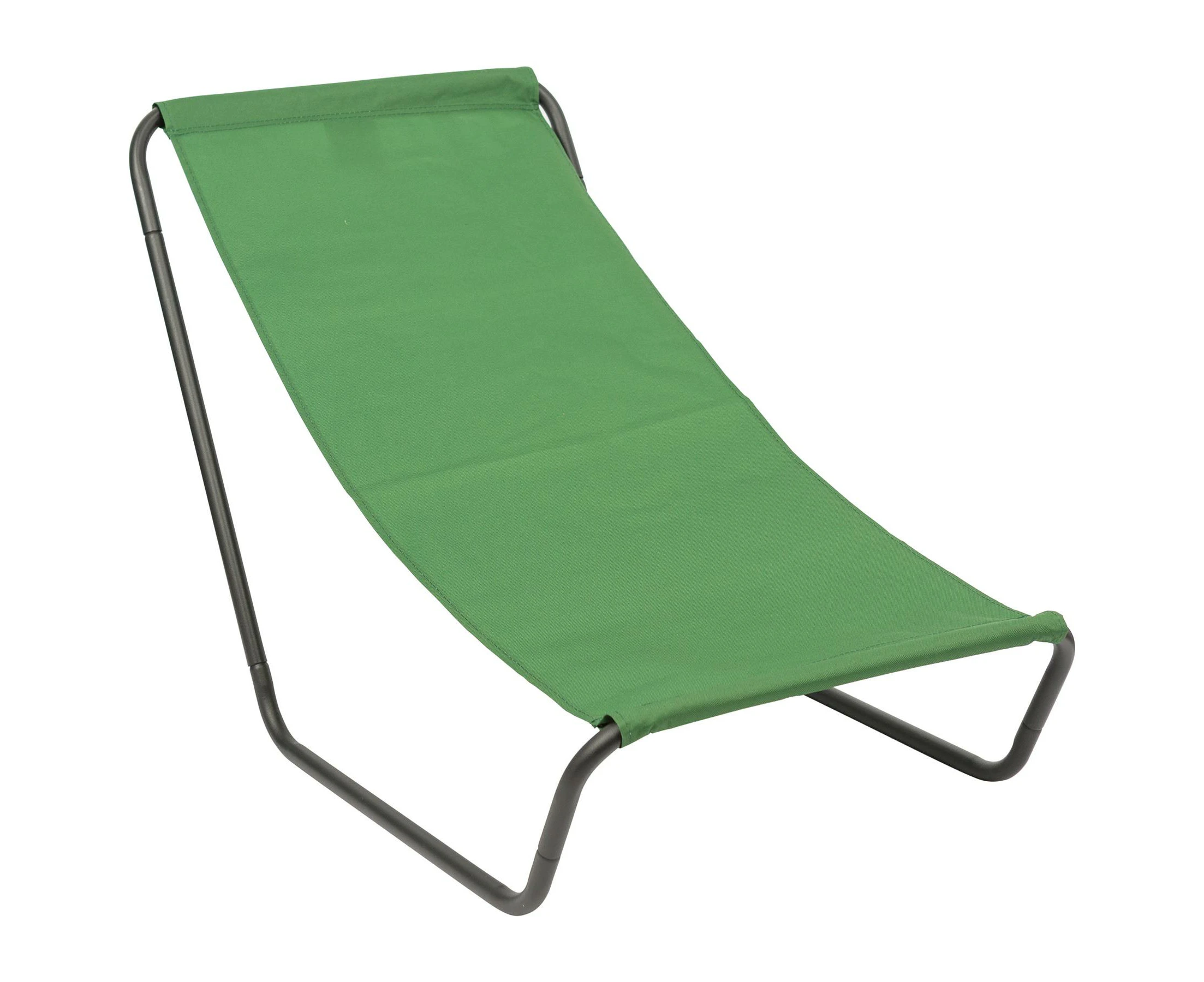 Folding Beach Lounger - Matt Black/Green - Green