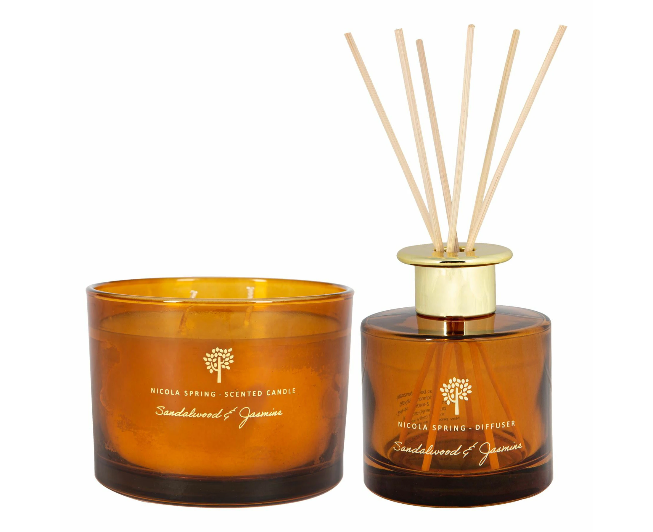 Nicola Spring Scented Candle and Diffuser Set - 350g - Sandalwood & Jasmine