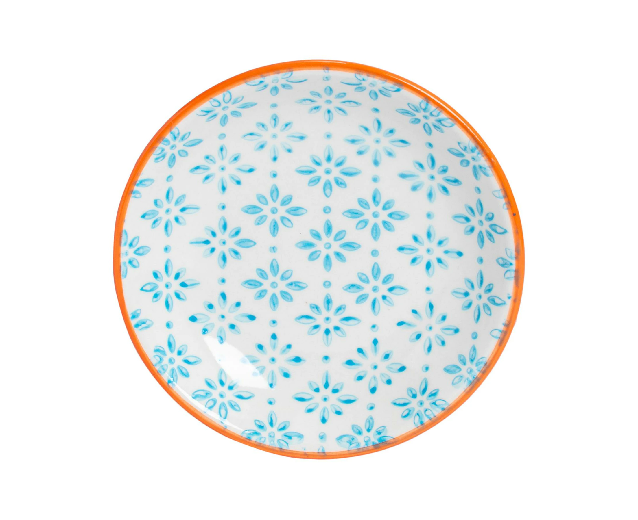 Nicola Spring Hand Printed Sauce Dish - Japanese Style Porcelain Salad Serving Plate - 10cm - Blue