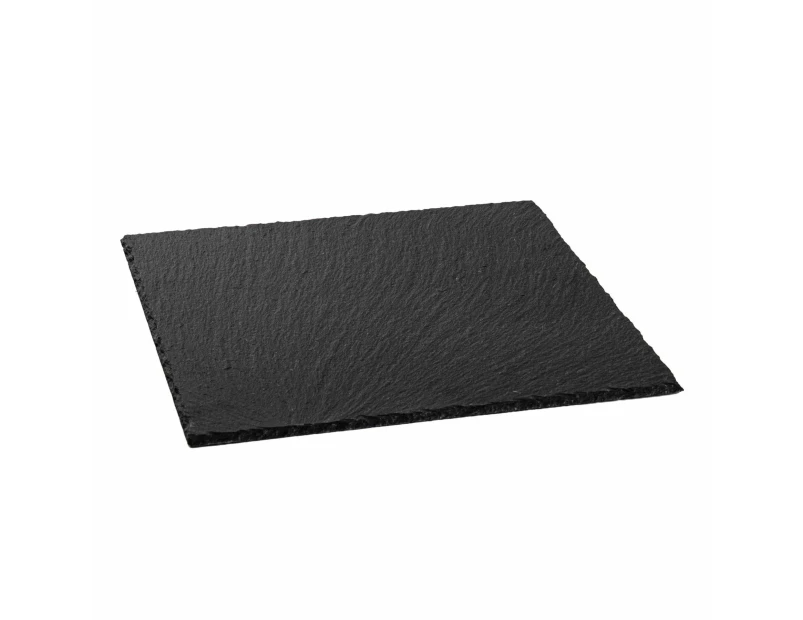 Argon Tableware Square Slate Serving Platter - Dinner Table Serveware - Padded Feet - 33cm - Grey