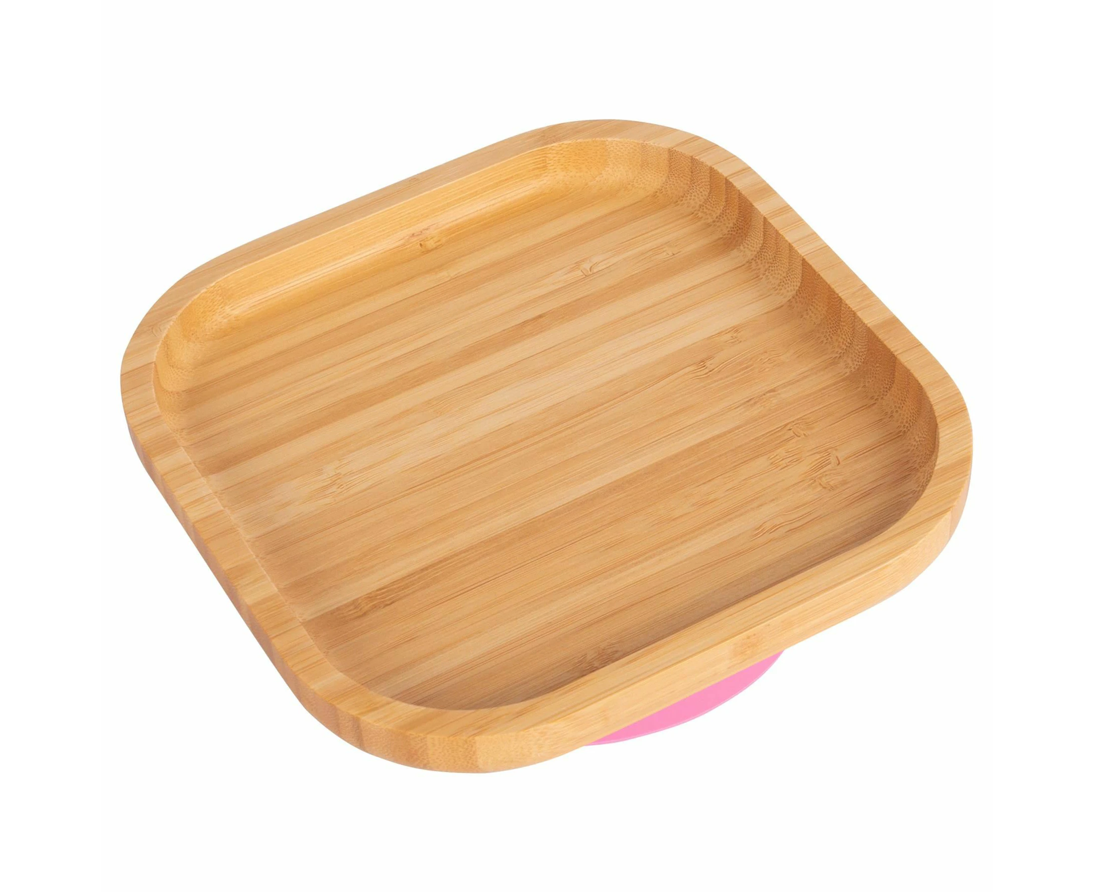 Tiny Dining Children's Bamboo Suction Square Plate - Pink