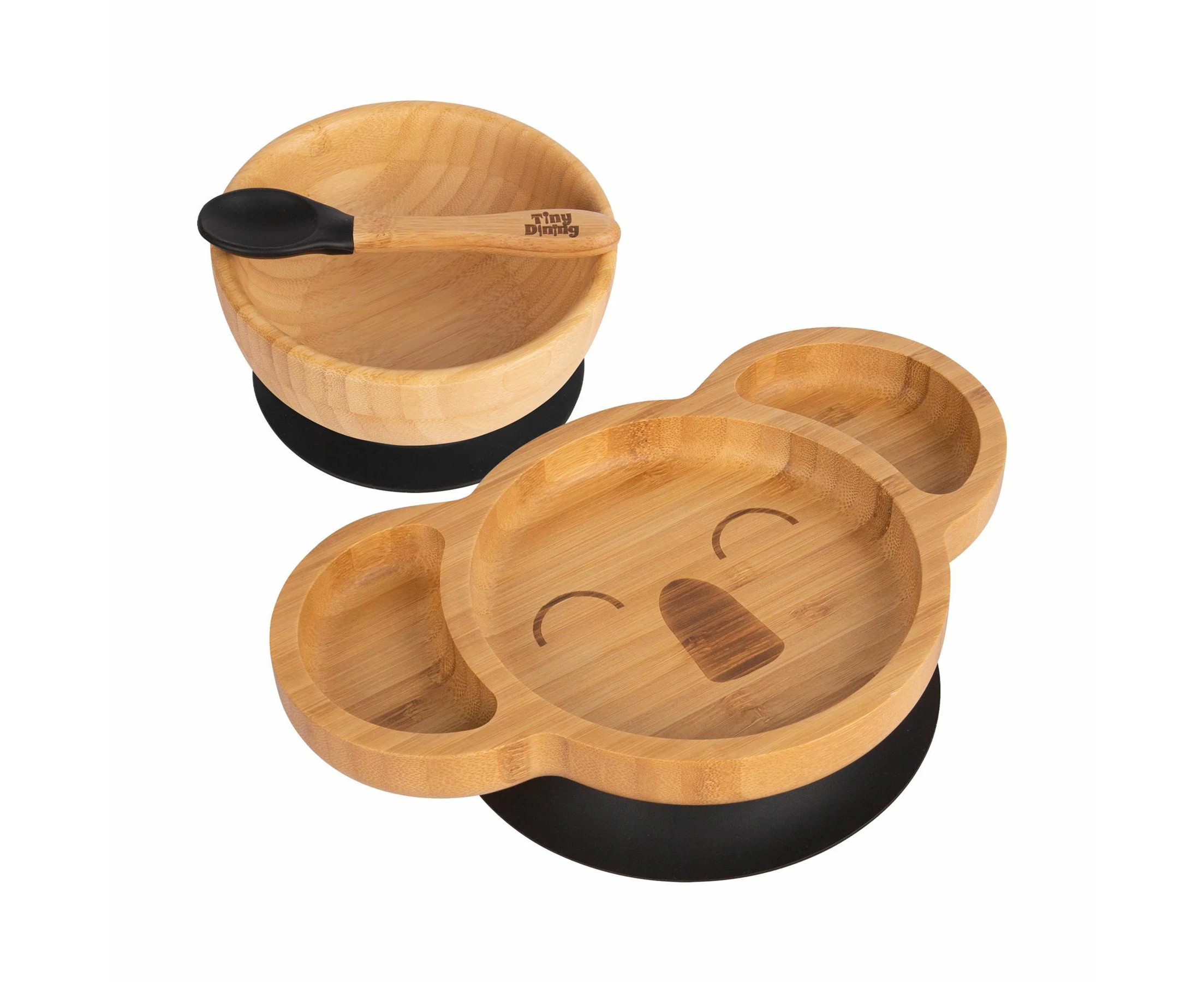 Tiny Dining Children's Bamboo Suction Koala Dinner Set - Black