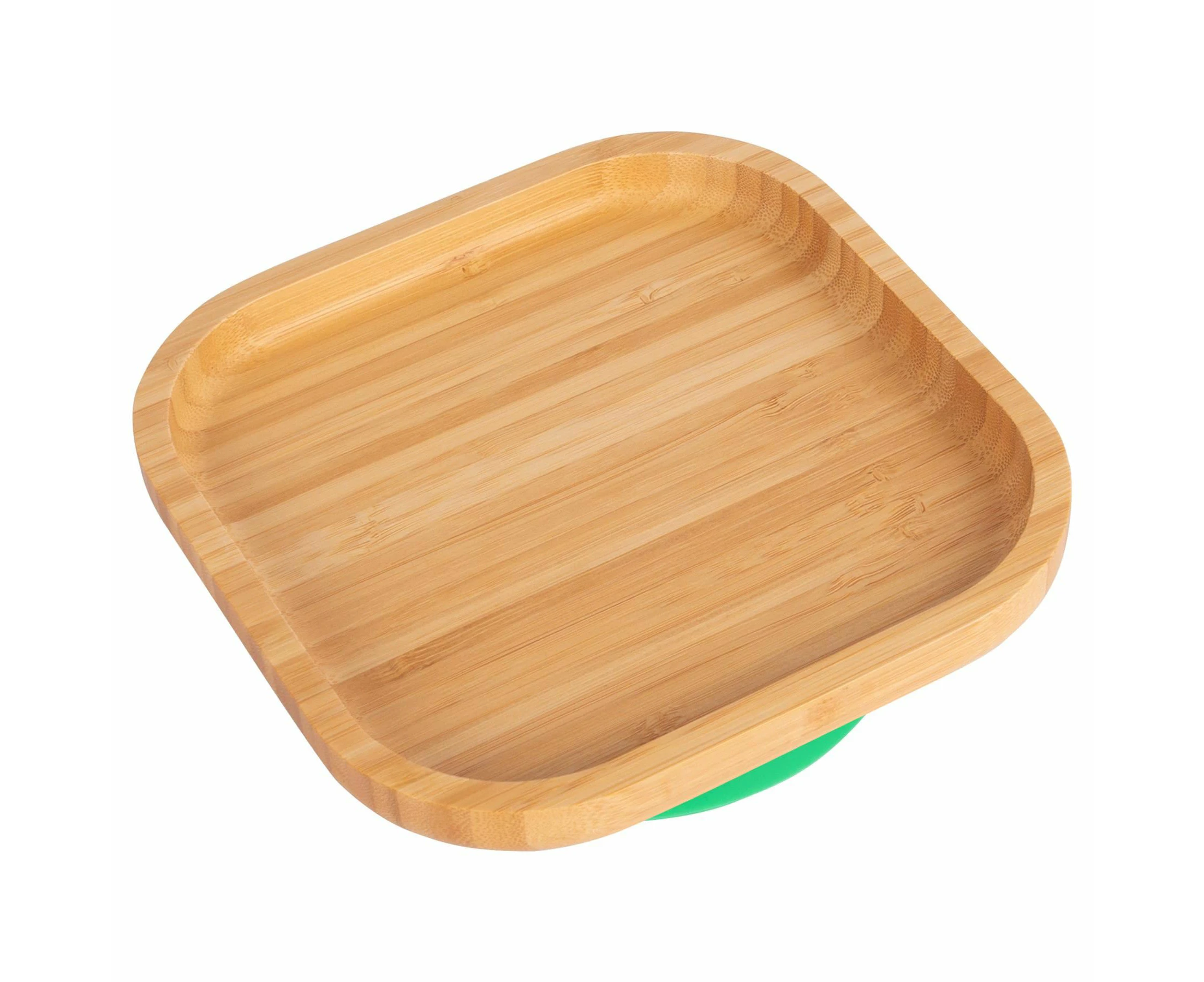 Tiny Dining Children's Bamboo Suction Square Plate - Green