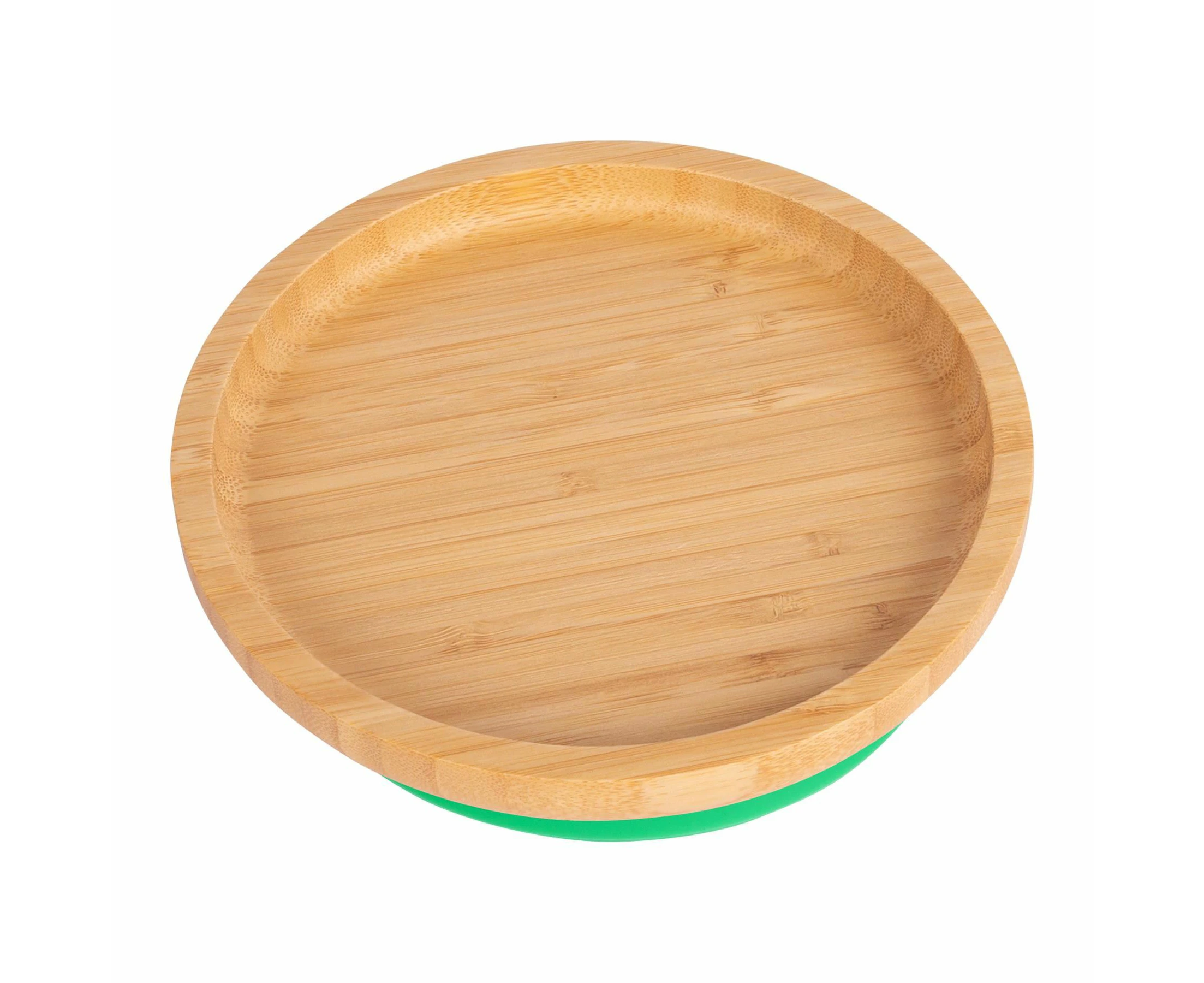 Tiny Dining Children's Bamboo Suction Round Plate - Green