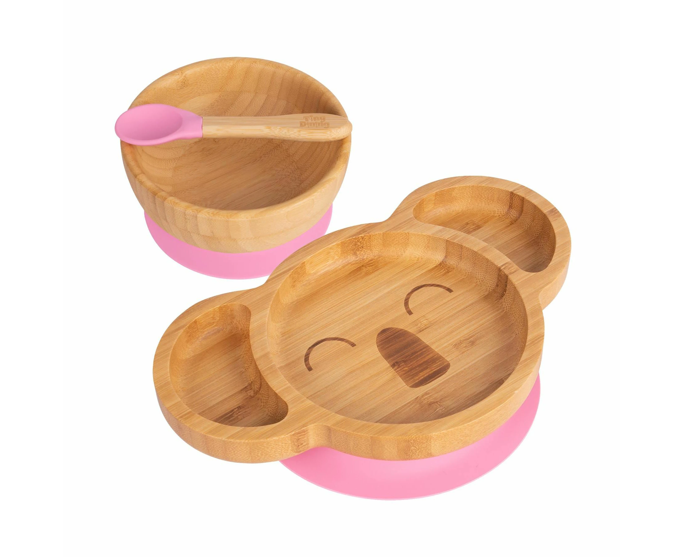 Tiny Dining Children's Bamboo Suction Koala Dinner Set - Pink