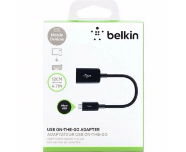 Belkin 12 cm USB Data Transfer Cable for Tablet, Keyboard/Mouse, Flash Drive, Smartphone - 1 - First End: 1 x 4-pin USB 2.0 Type A - Female - Second